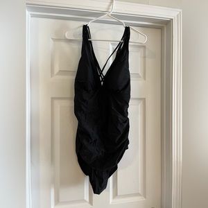 Black one piece bathing suit